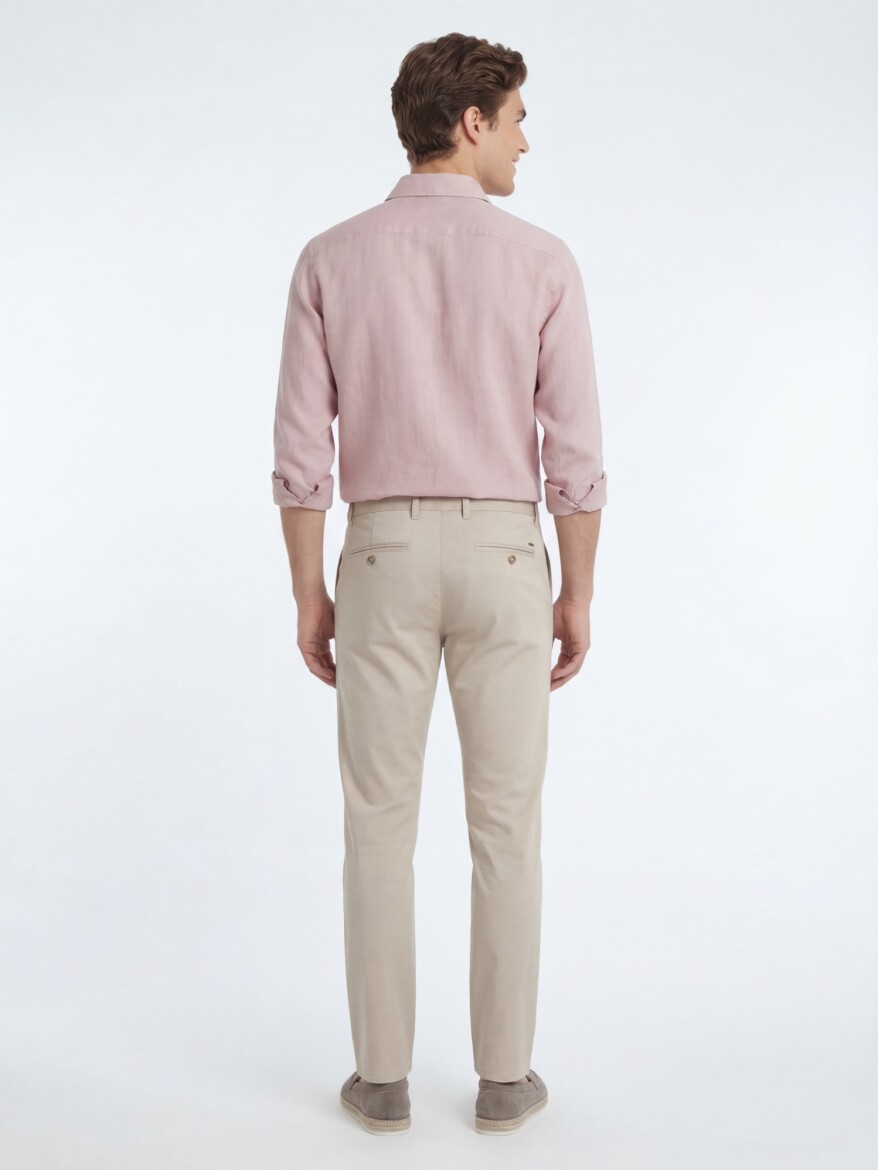 Pembe Düz Regular Fit Dokuma Casual Pamuk Karışımlı Gömlek - 5
