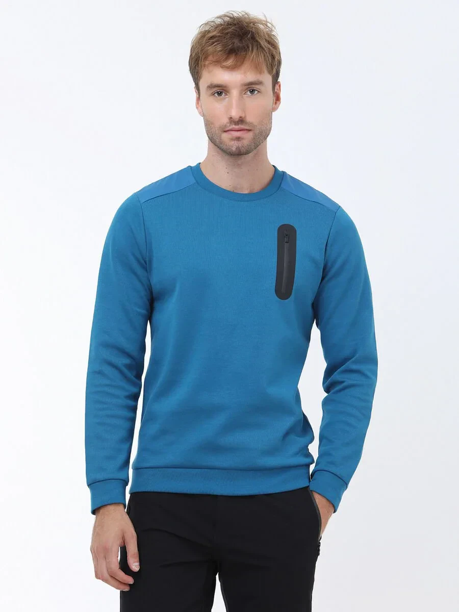 Petrol Blue Crew Neck Sweatshirt - 1