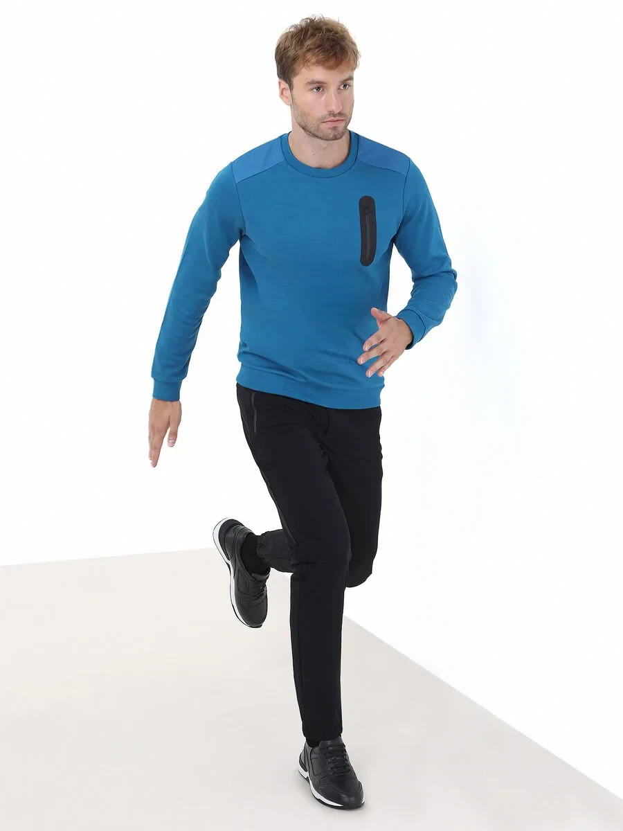 Petrol Blue Crew Neck Sweatshirt - 2
