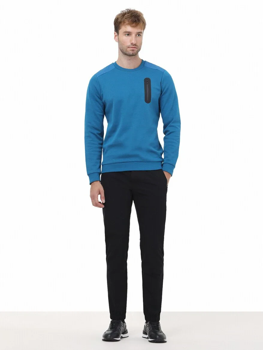 Petrol Blue Crew Neck Sweatshirt - 3