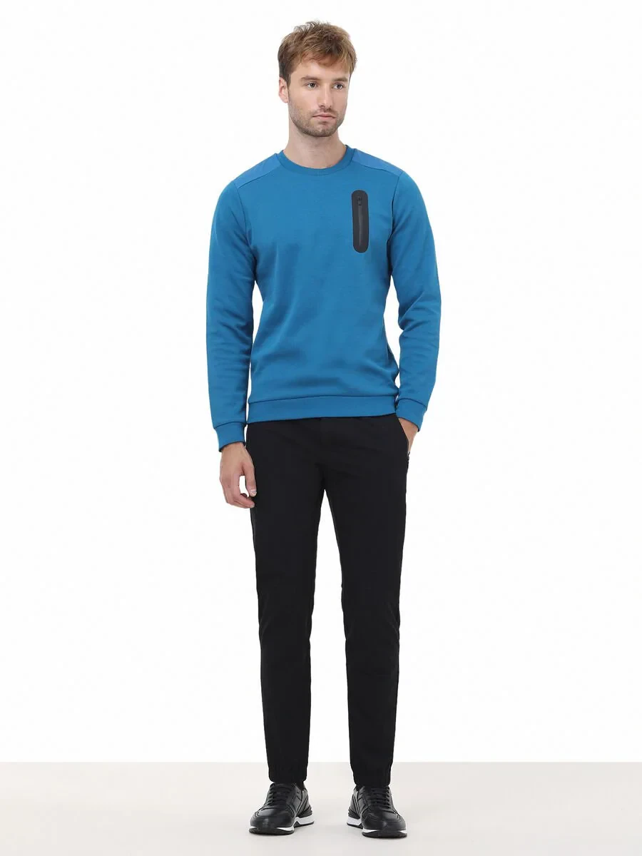 Petrol Blue Crew Neck Sweatshirt - 3