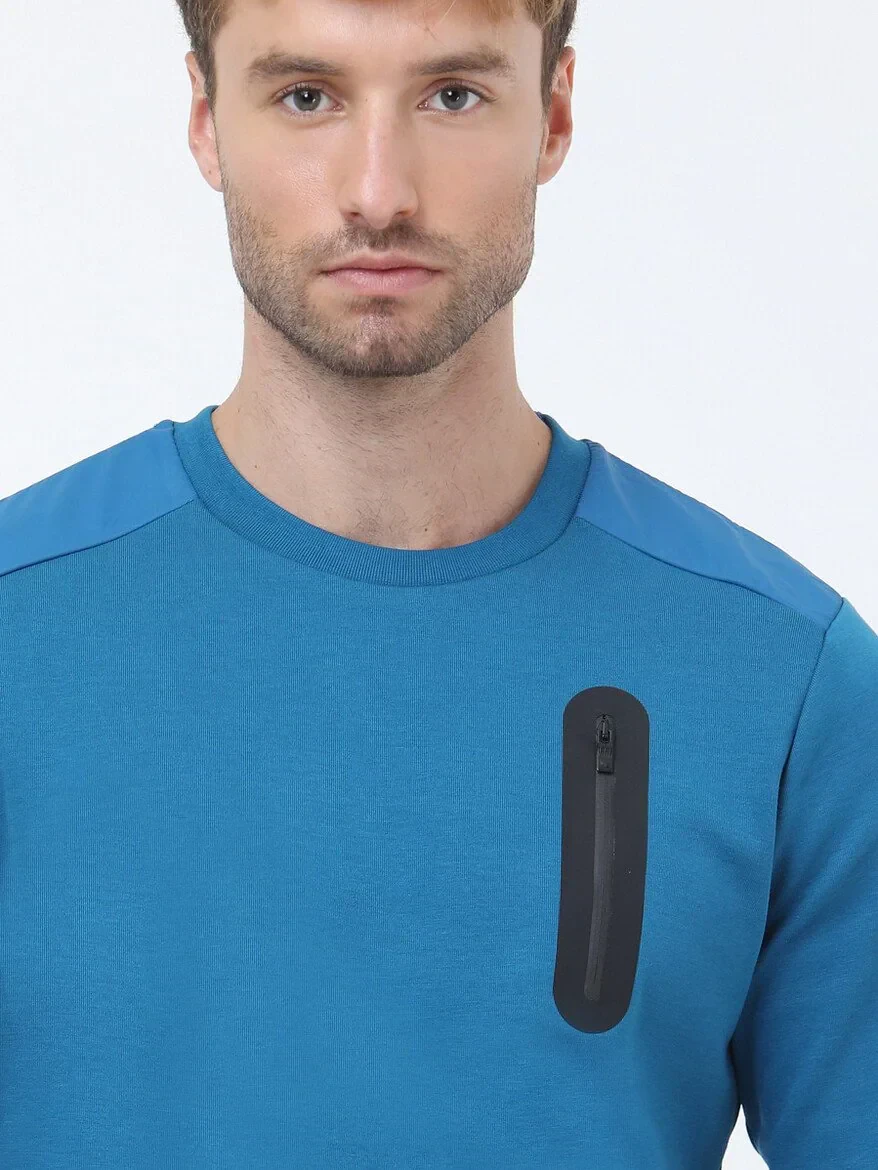 Petrol Blue Crew Neck Sweatshirt - 4