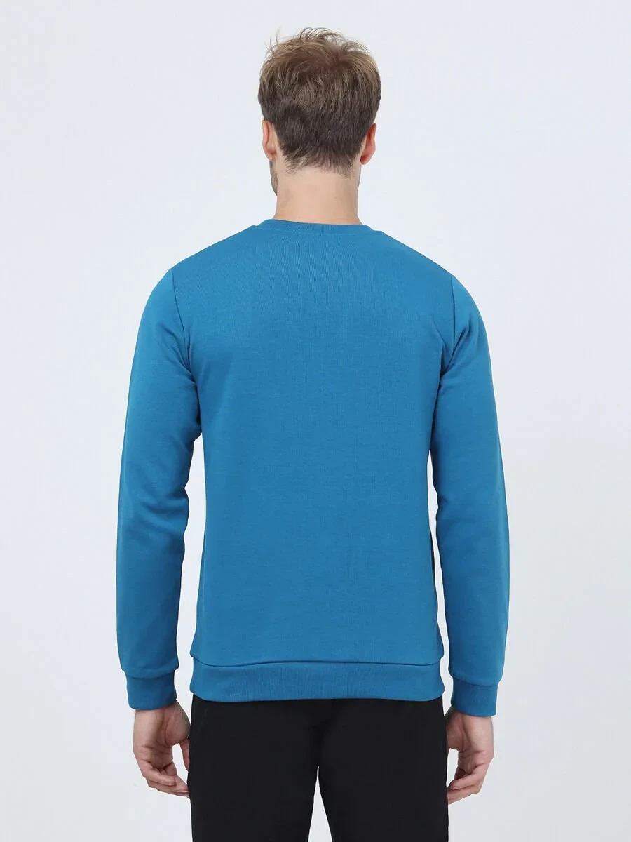 Petrol Blue Crew Neck Sweatshirt - 5