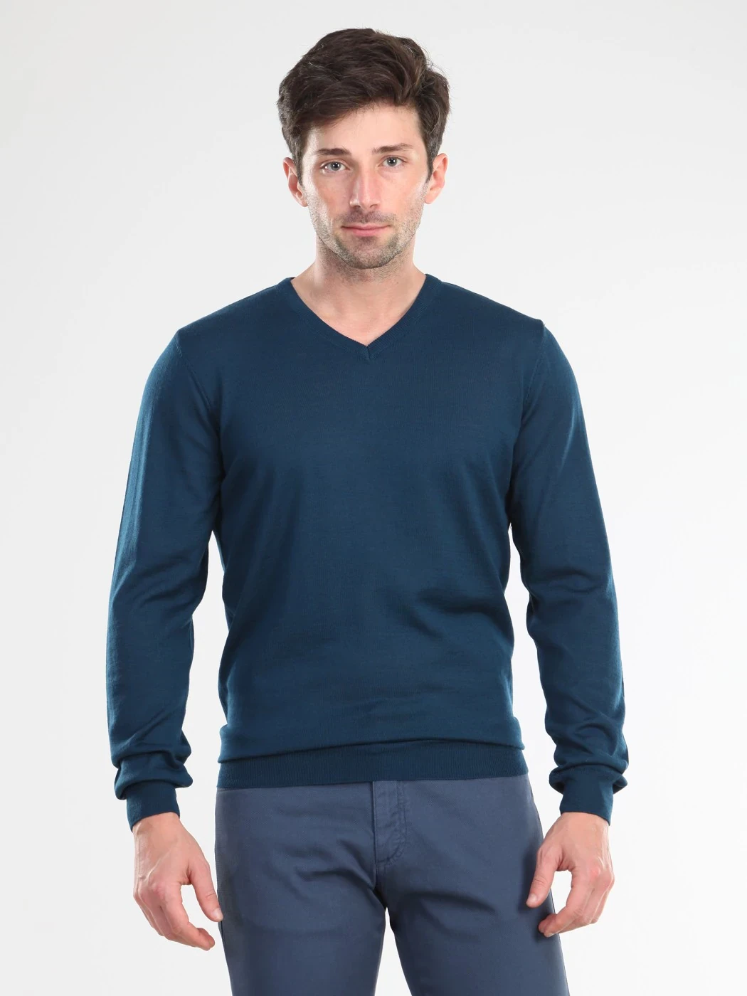 Petrol Blue Knitwear Sweatshirt - 1