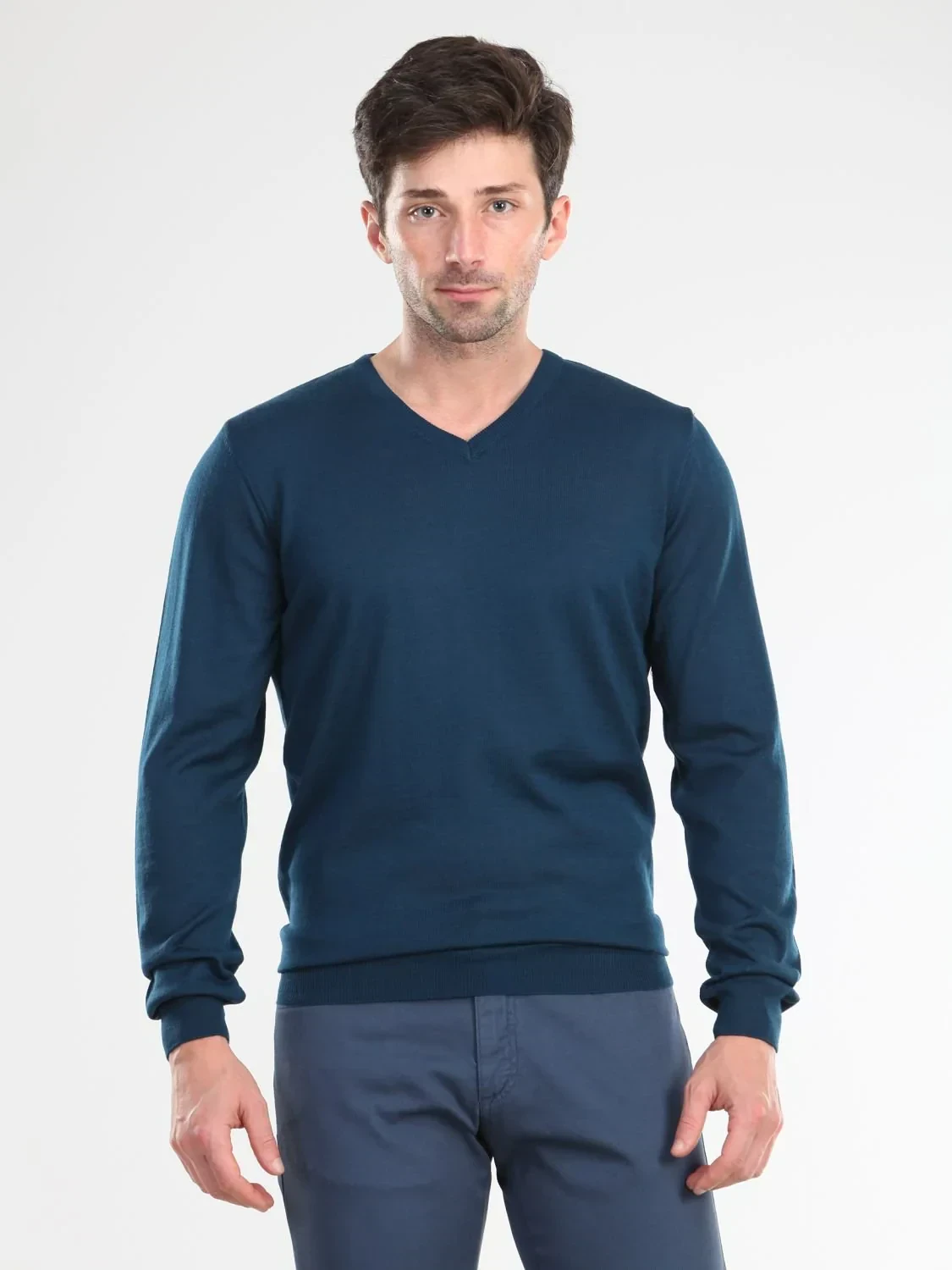 Petrol Blue Knitwear Sweatshirt - 1