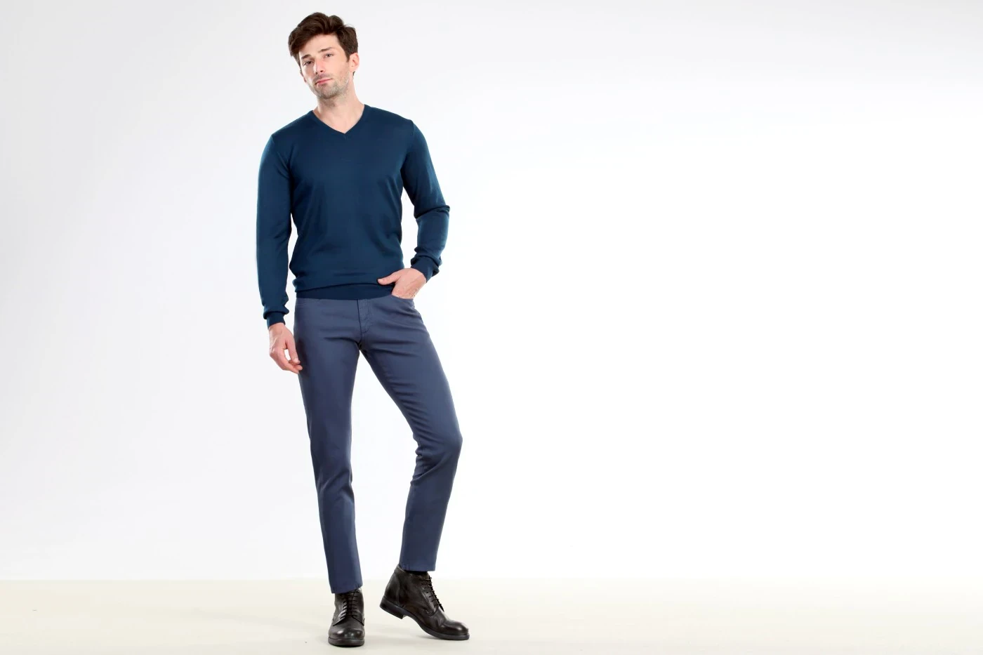 Petrol Blue Knitwear Sweatshirt - 3