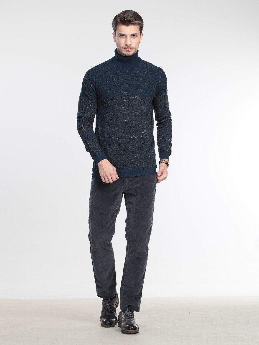 Petrol Blue Knitwear Sweatshirt - 1