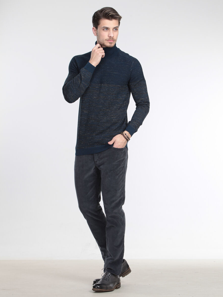 Petrol Blue Knitwear Sweatshirt - 2