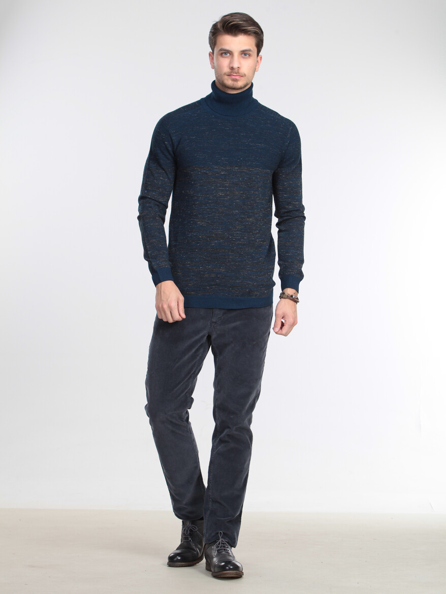 Petrol Blue Knitwear Sweatshirt - 3