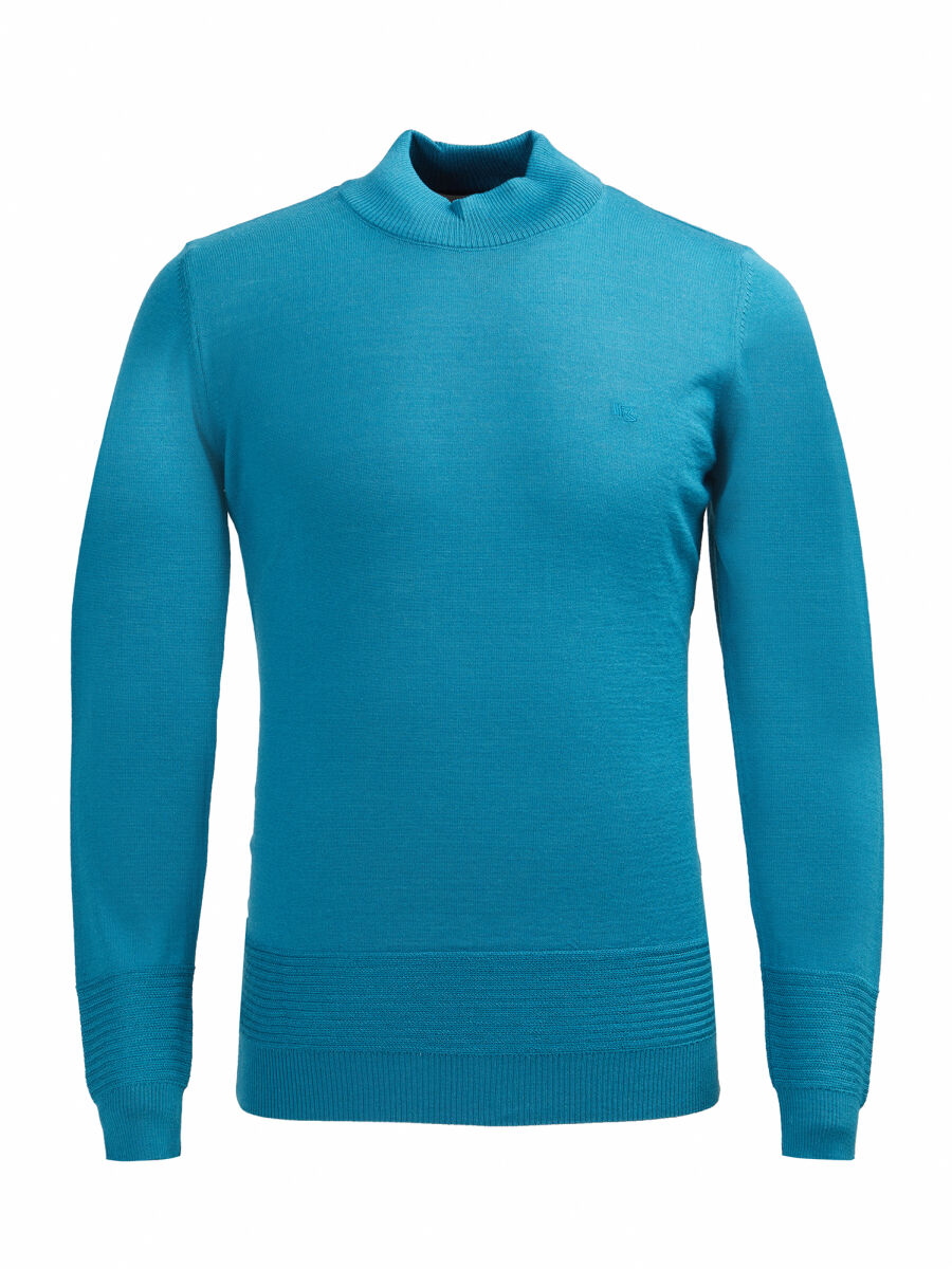 Petrol Blue Knitwear Sweatshirt - 1