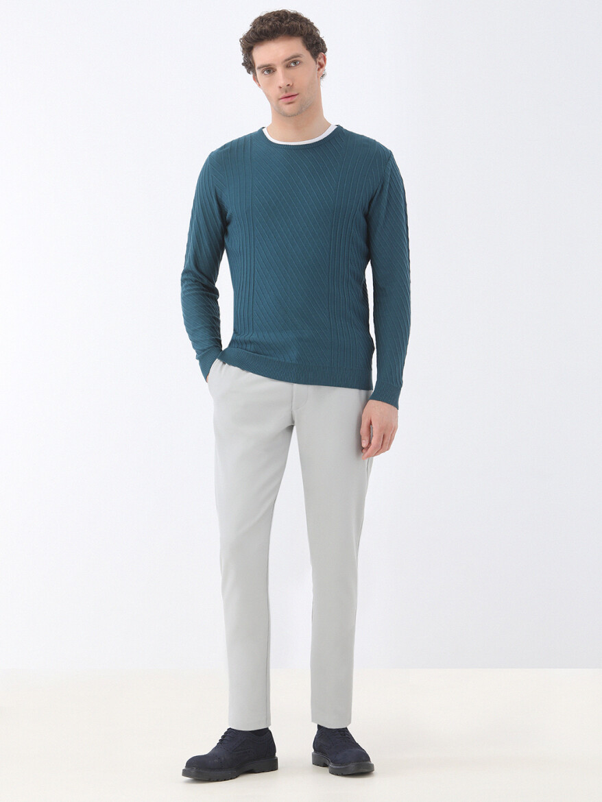 Petrol Blue Knitwear Sweatshirt - 2