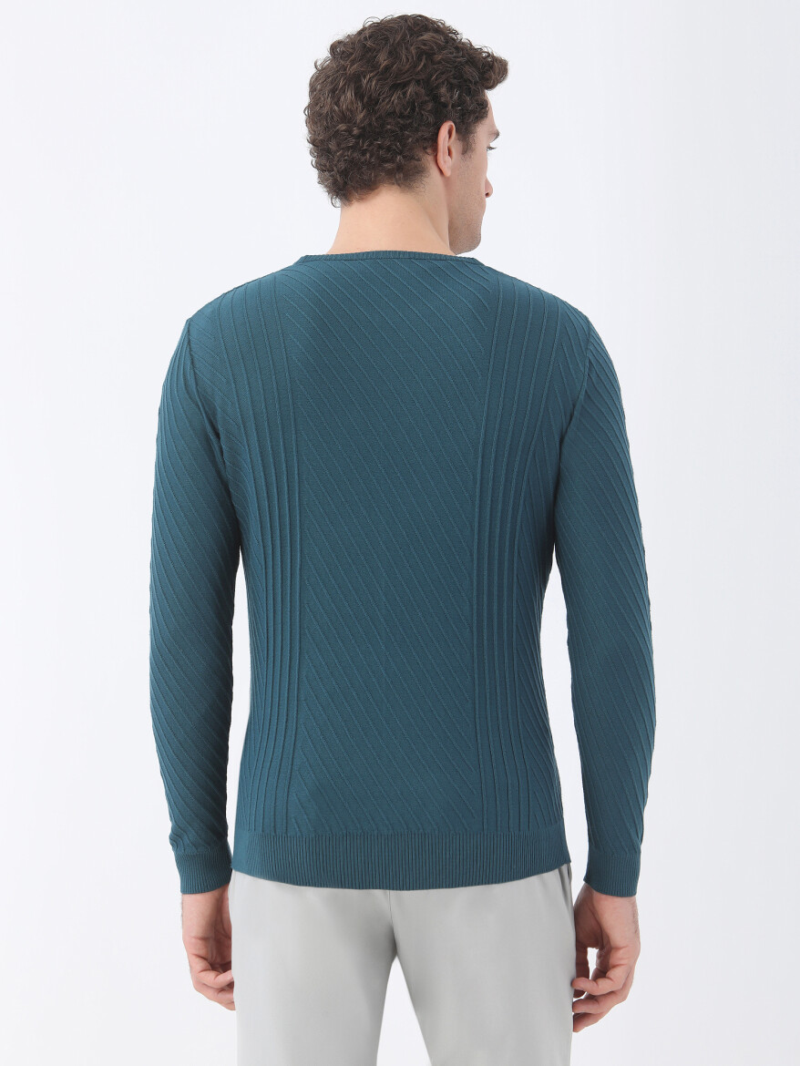 Petrol Blue Knitwear Sweatshirt - 5