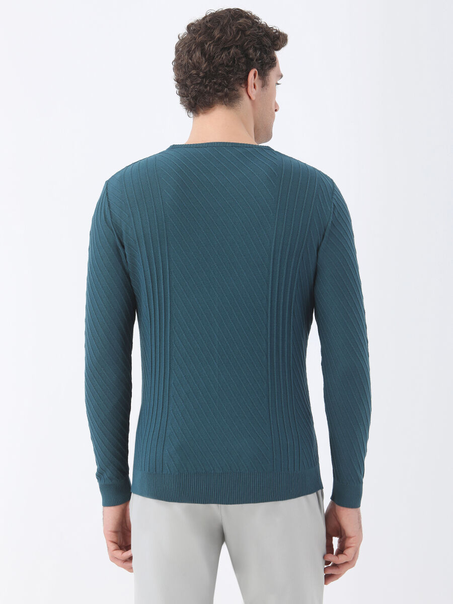 Petrol Blue Knitwear Sweatshirt - 5