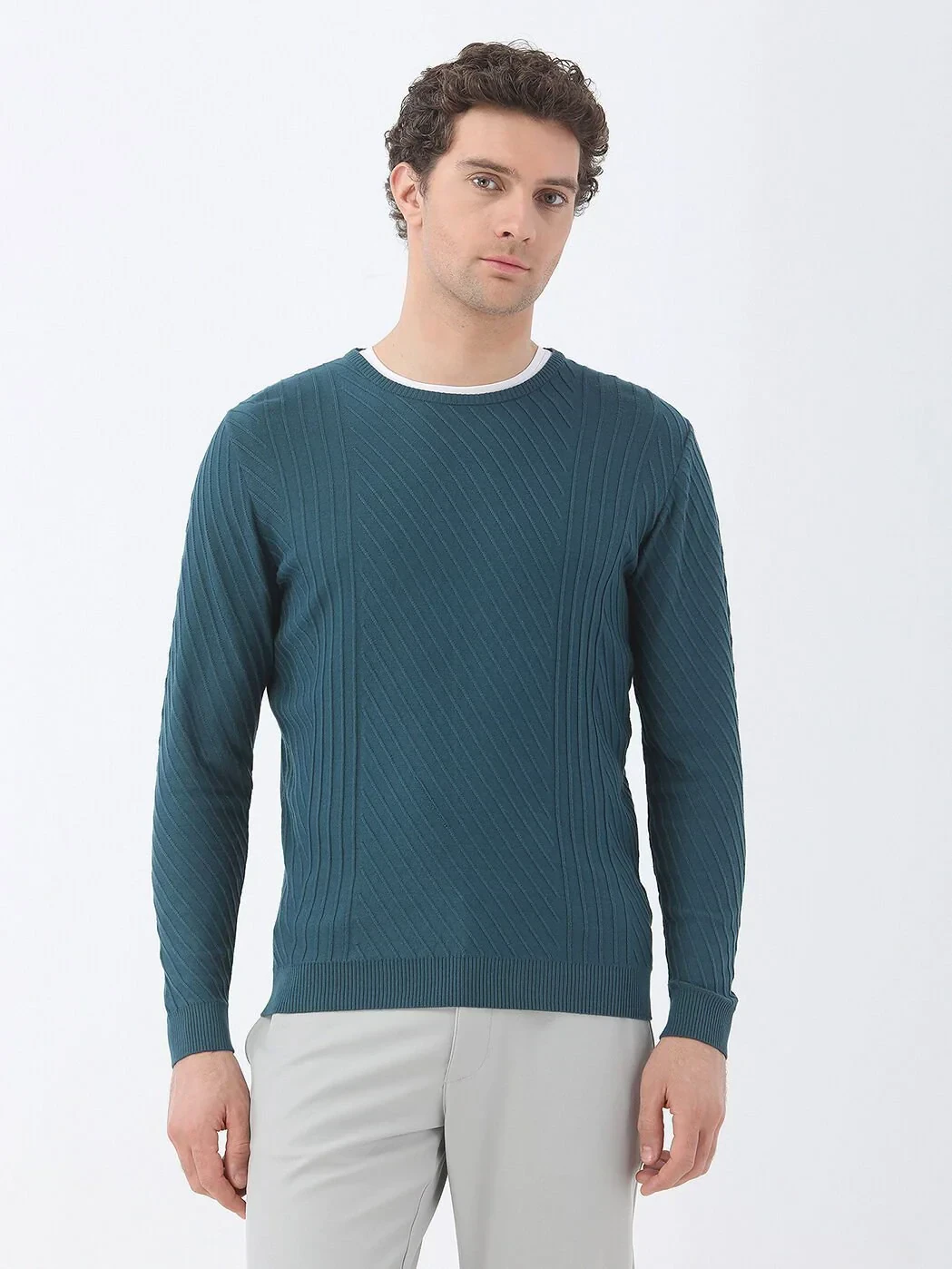 Petrol Blue Knitwear Sweatshirt - 1
