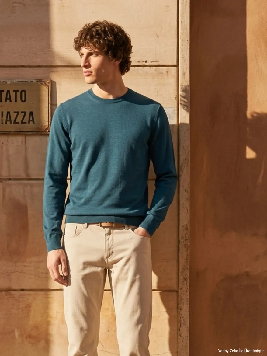 Petrol Blue Knitwear Sweatshirt - 2
