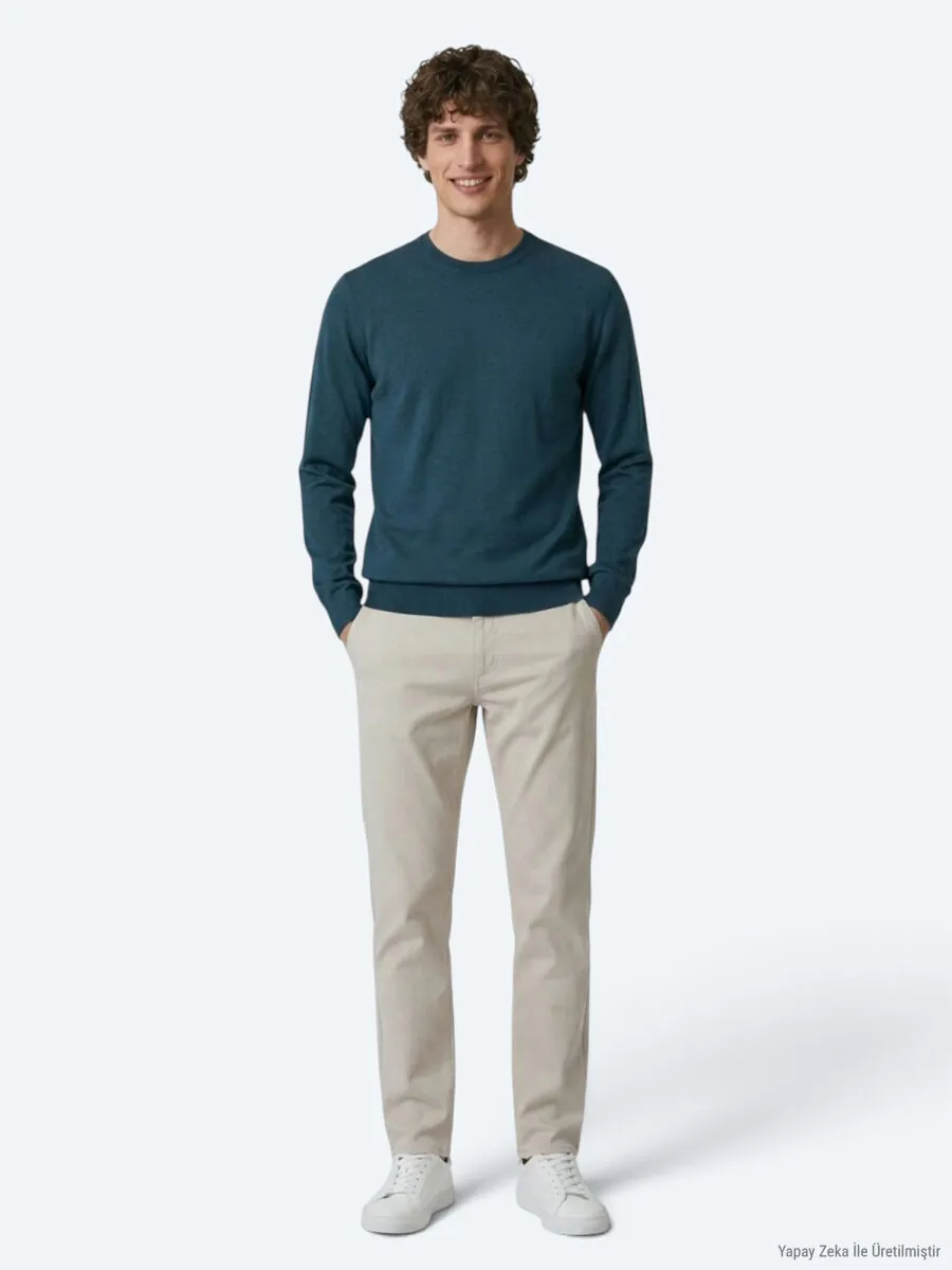 Petrol Blue Knitwear Sweatshirt - 3
