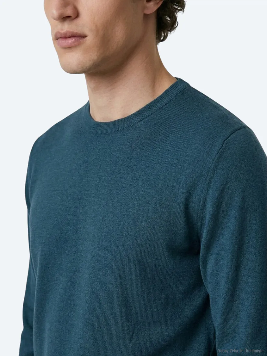 Petrol Blue Knitwear Sweatshirt - 4