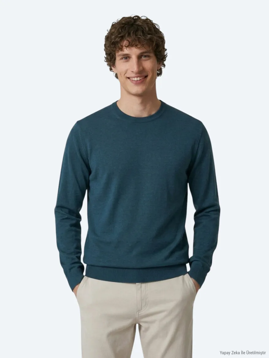Petrol Blue Knitwear Sweatshirt - 5
