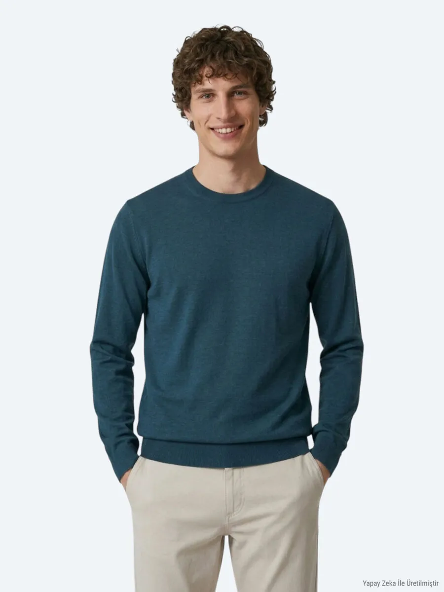 Petrol Blue Knitwear Sweatshirt - 5