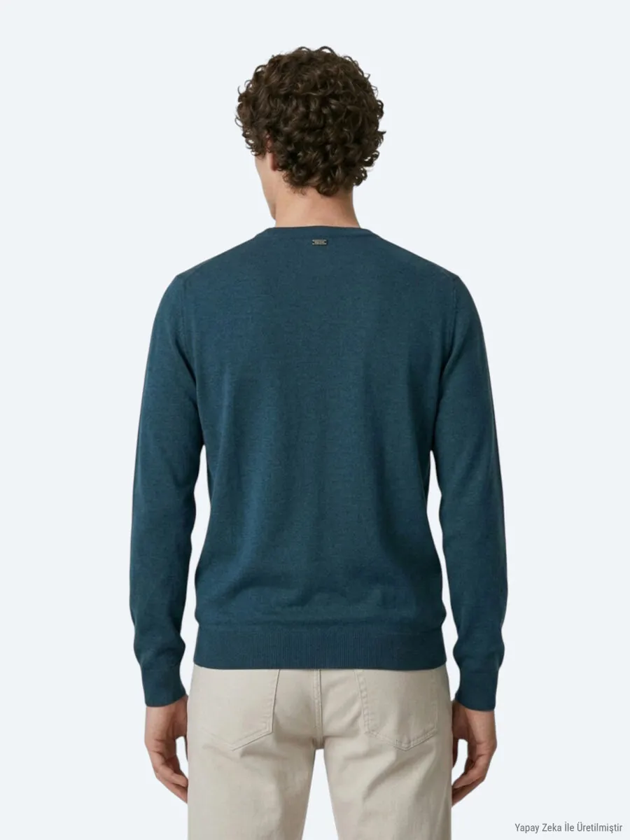 Petrol Blue Knitwear Sweatshirt - 6