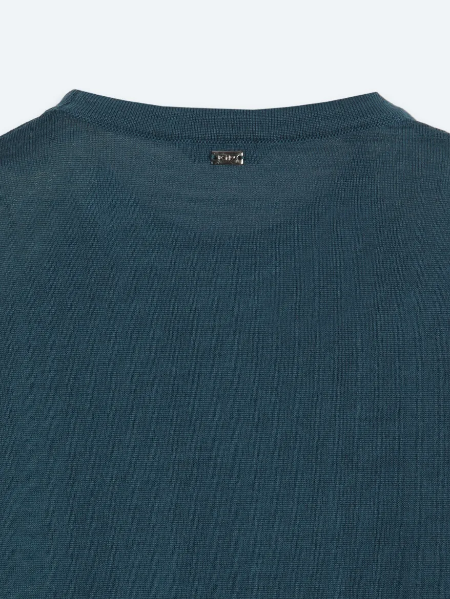 Petrol Blue Knitwear Sweatshirt - 11