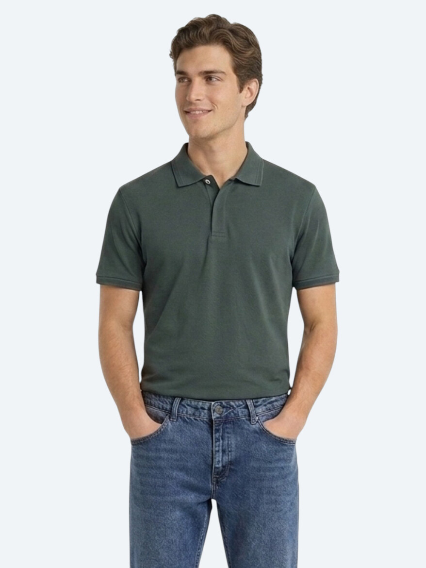 Petrol Blue Plain 100% Cotton T-Shirt - KİP
