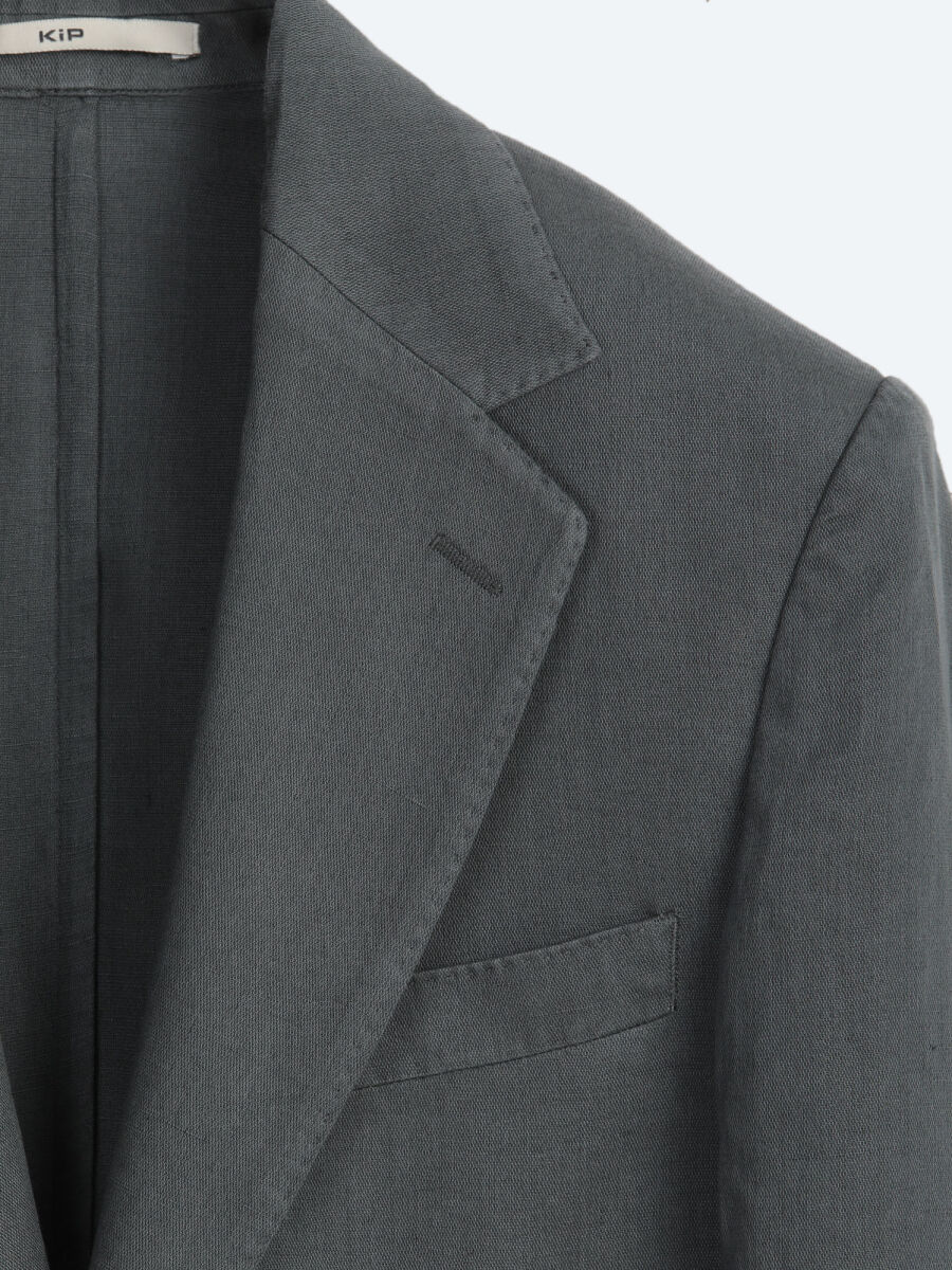 Petrol Blue Plain Modern Fit Linen Blended Jacket - 7
