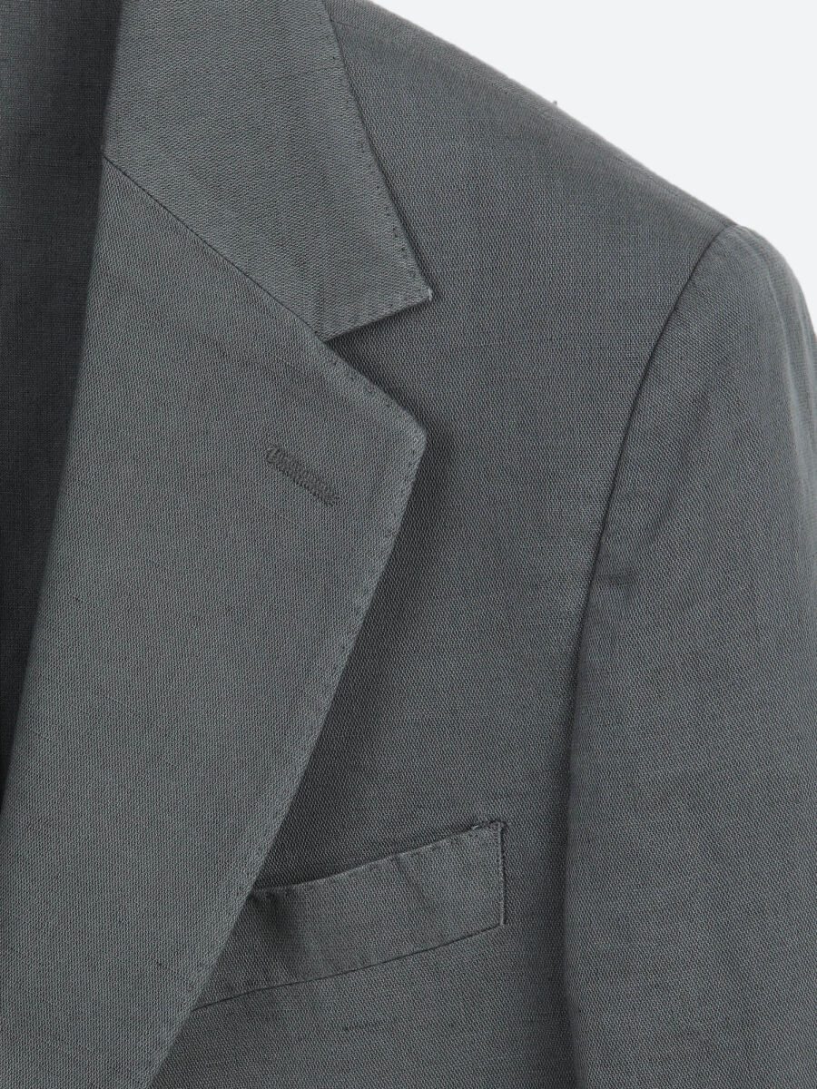 Petrol Blue Plain Modern Fit Linen Blended Jacket - 8