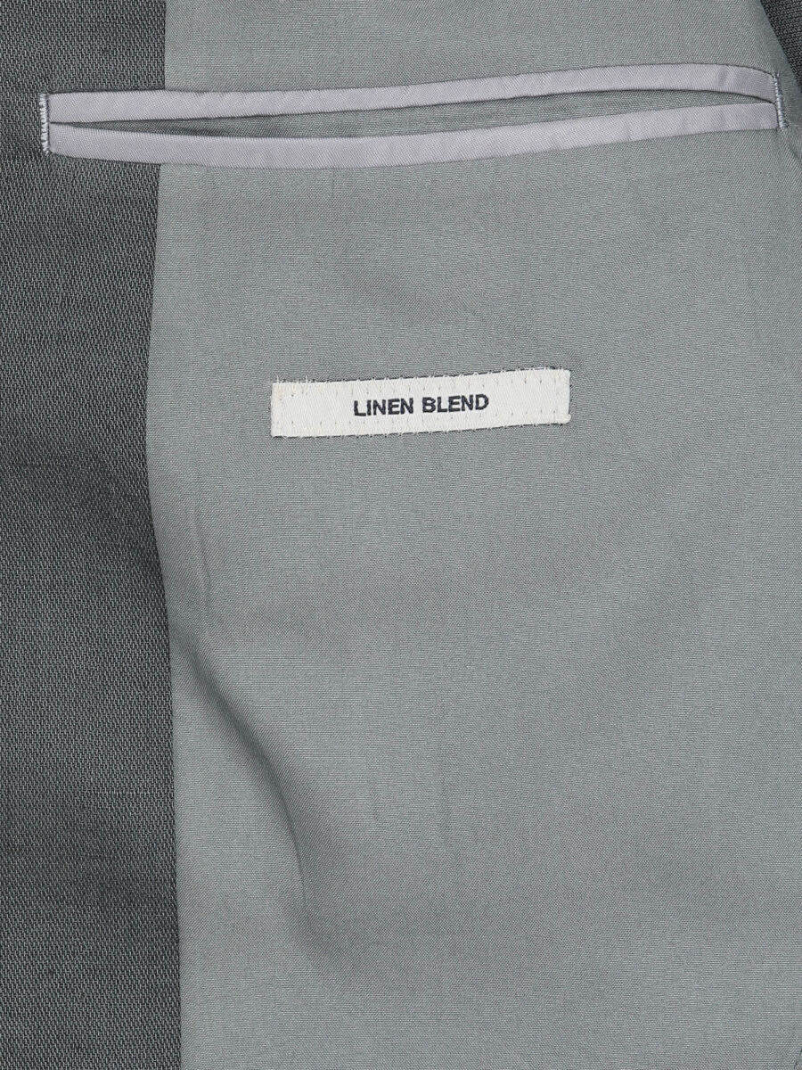 Petrol Blue Plain Modern Fit Linen Blended Jacket - 10