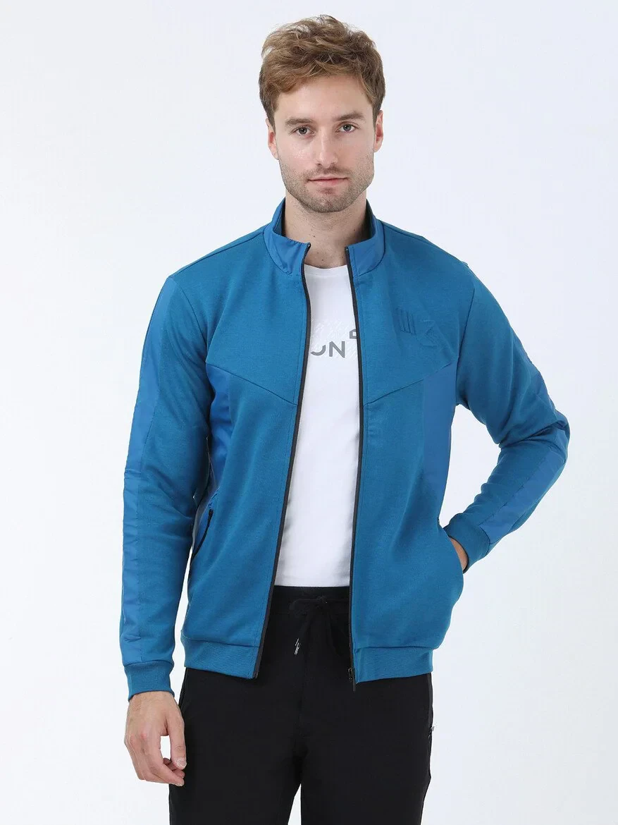 Petrol Blue Turtleneck Sweatshirt - 1