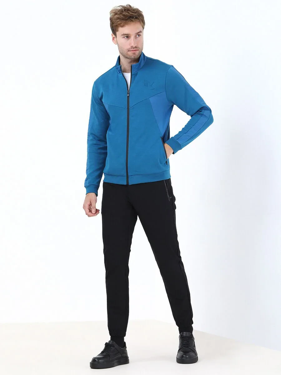 Petrol Blue Turtleneck Sweatshirt - 2