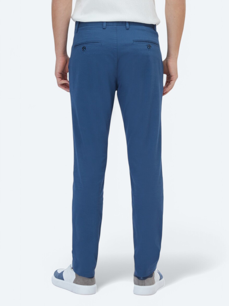 Petrol Dokuma Regular Fit Casual Pamuk Karışımlı Pantolon - 4