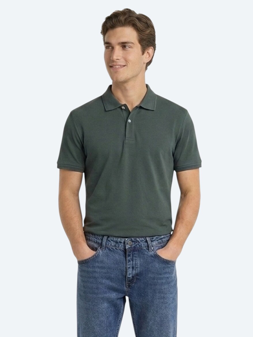 Petrol Düz %100 Pamuk T-Shirt 