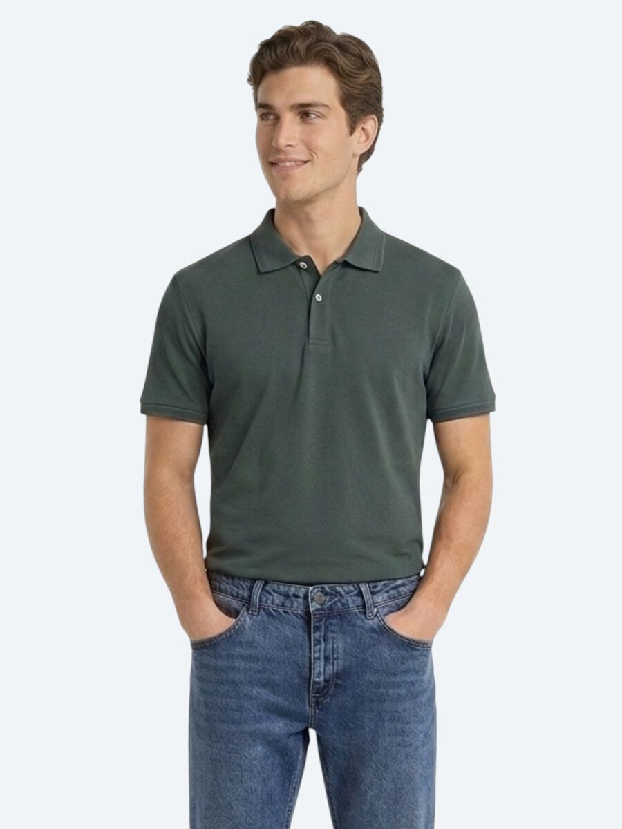 Petrol Düz %100 Pamuk T-Shirt - 1