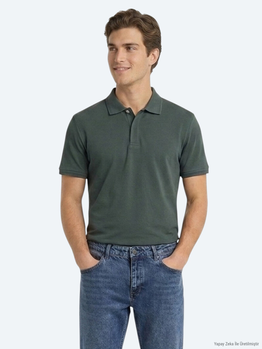 Petrol Düz %100 Pamuk T-Shirt 