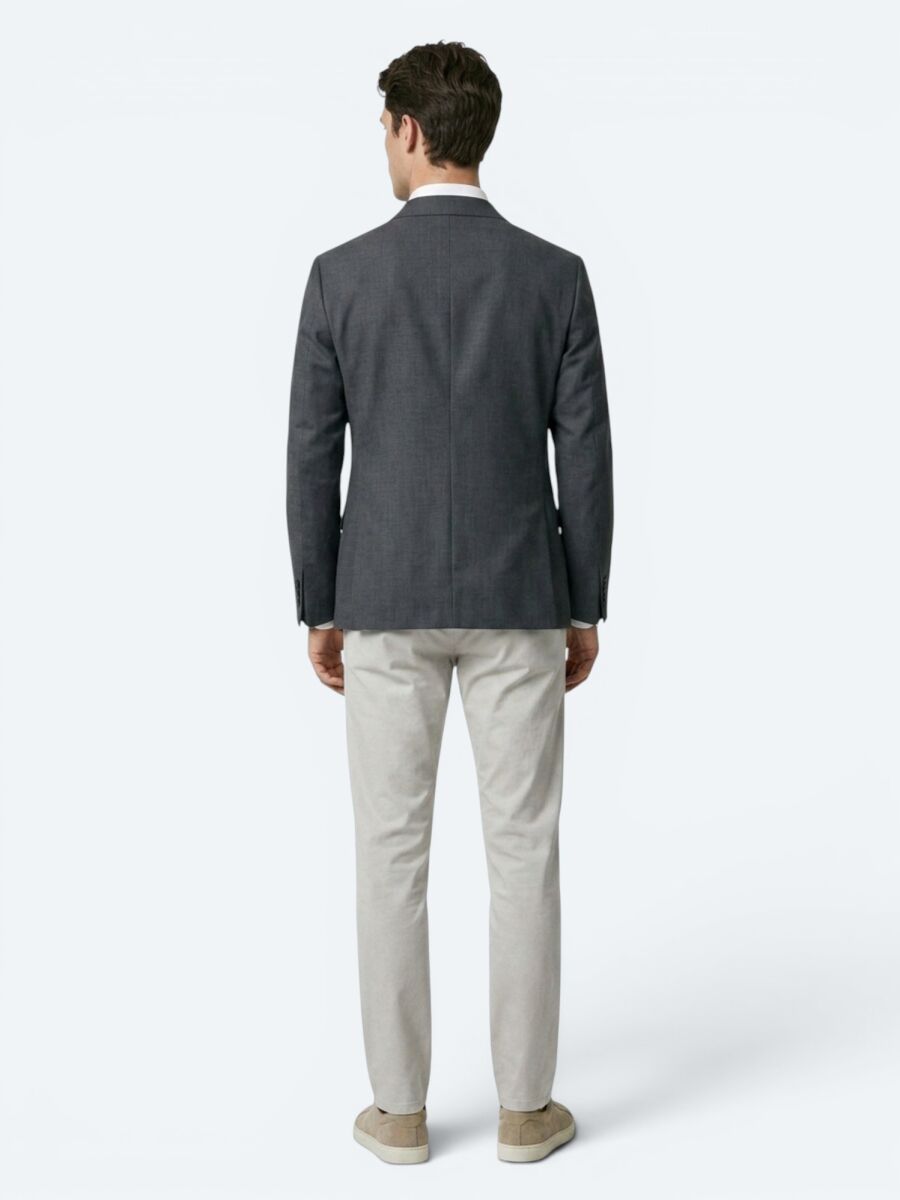 Petrol Düz Modern Fit Keten Karışımlı Ceket - 5