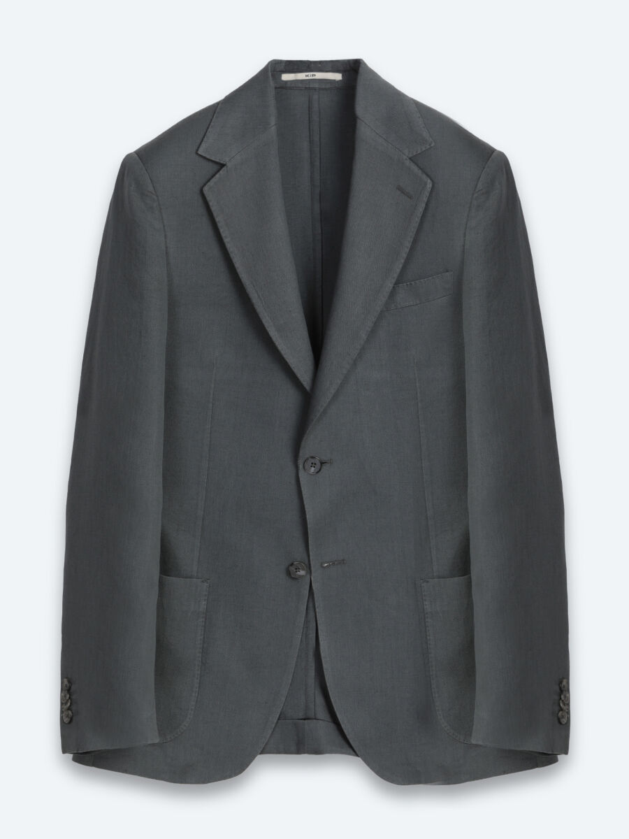 Petrol Düz Modern Fit Keten Karışımlı Ceket - 6