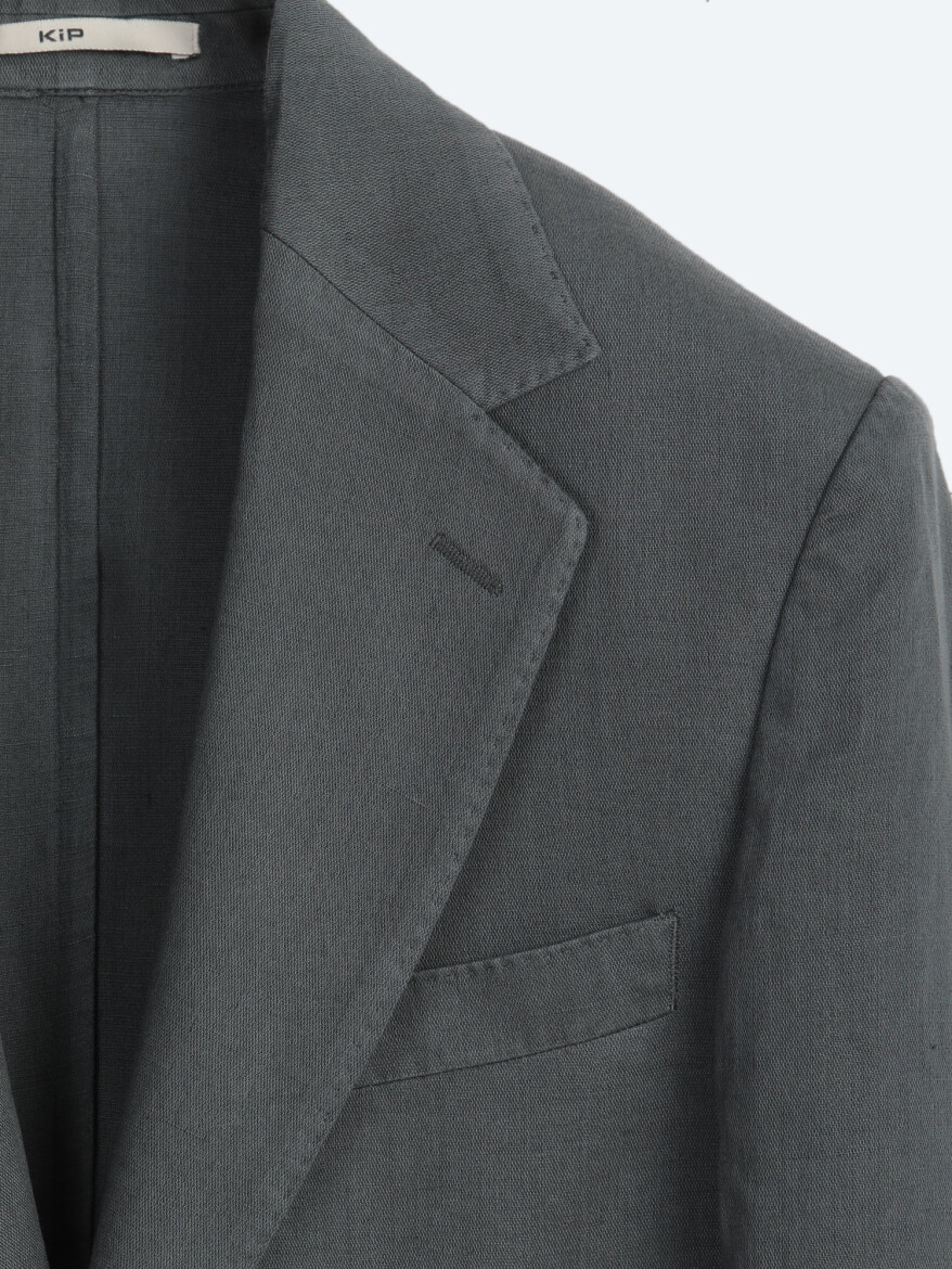Petrol Düz Modern Fit Keten Karışımlı Ceket - 7