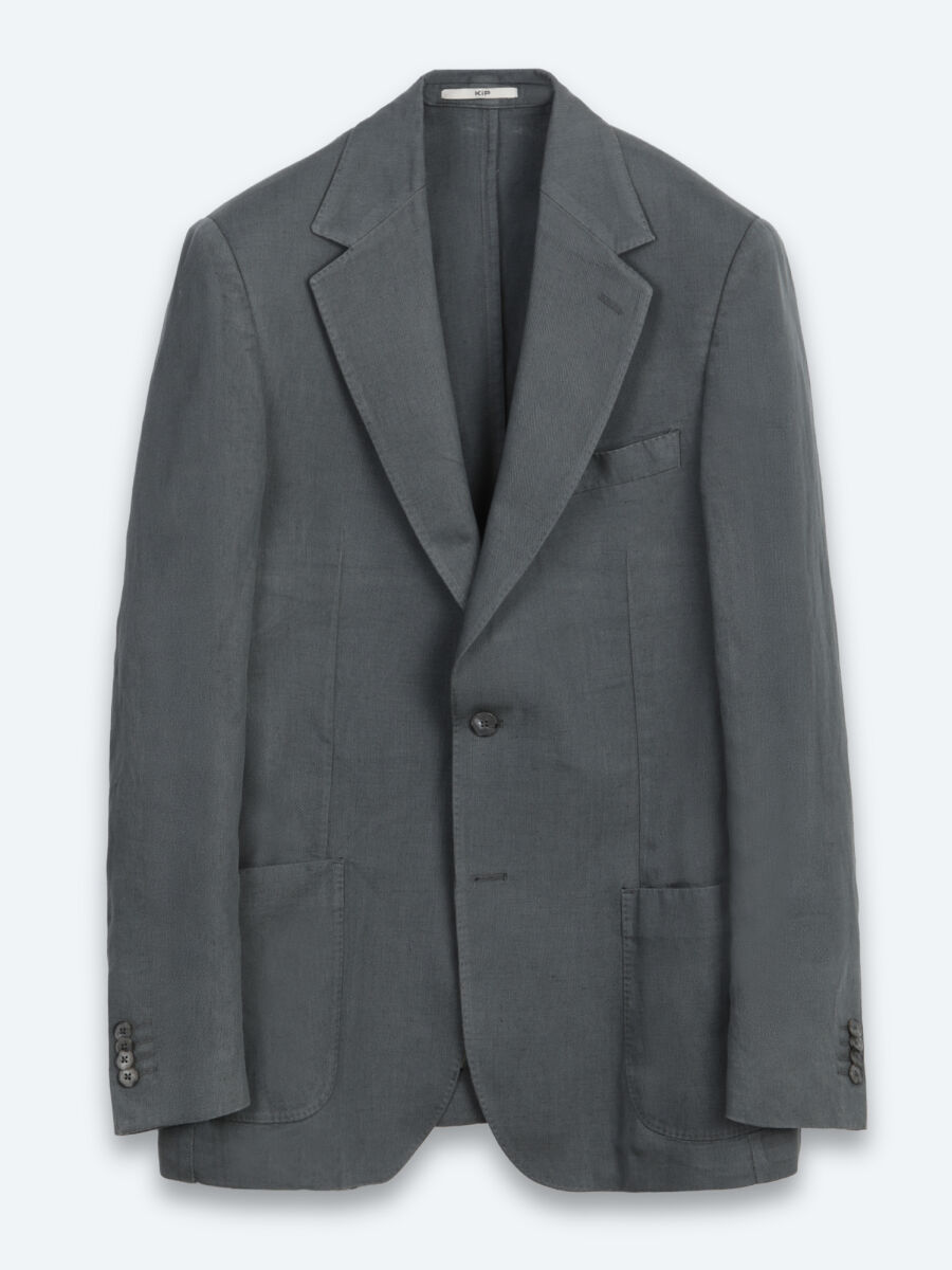 Petrol Düz Modern Fit Keten Karışımlı Ceket - 7