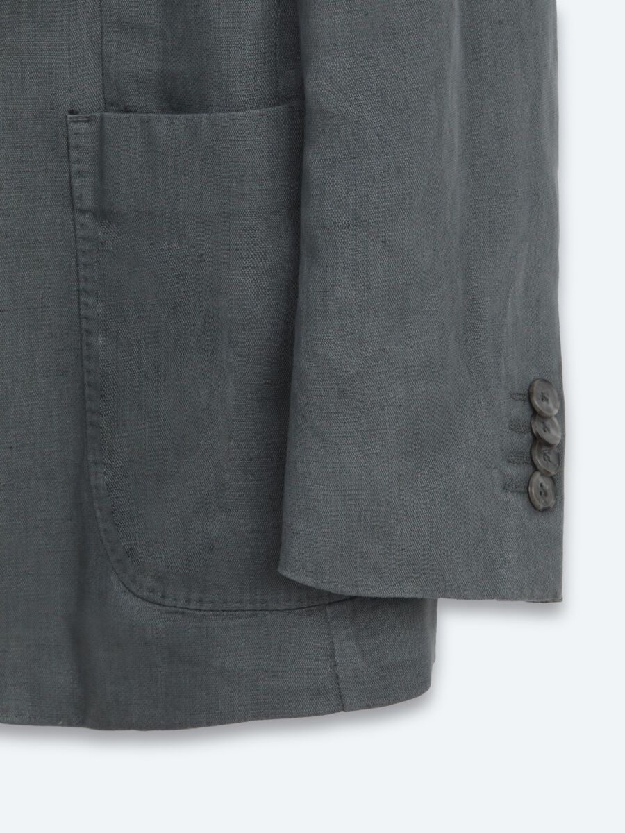 Petrol Düz Modern Fit Keten Karışımlı Ceket - 9