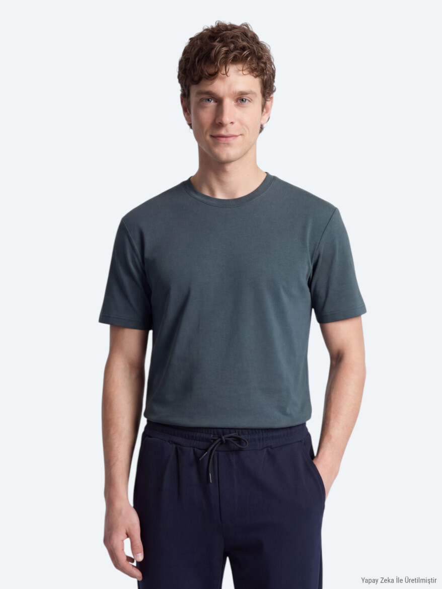 Petrol Düz T-Shirt 