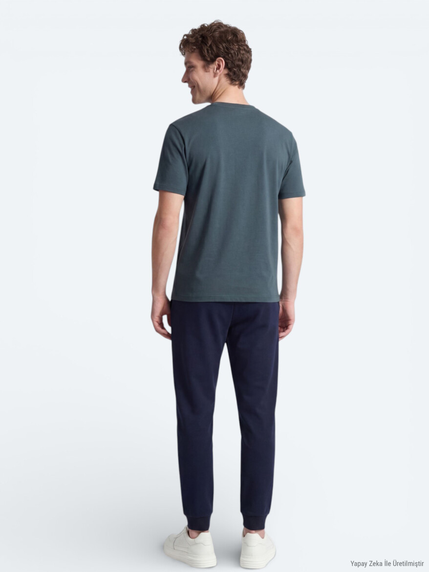 Petrol Düz T-Shirt - 6