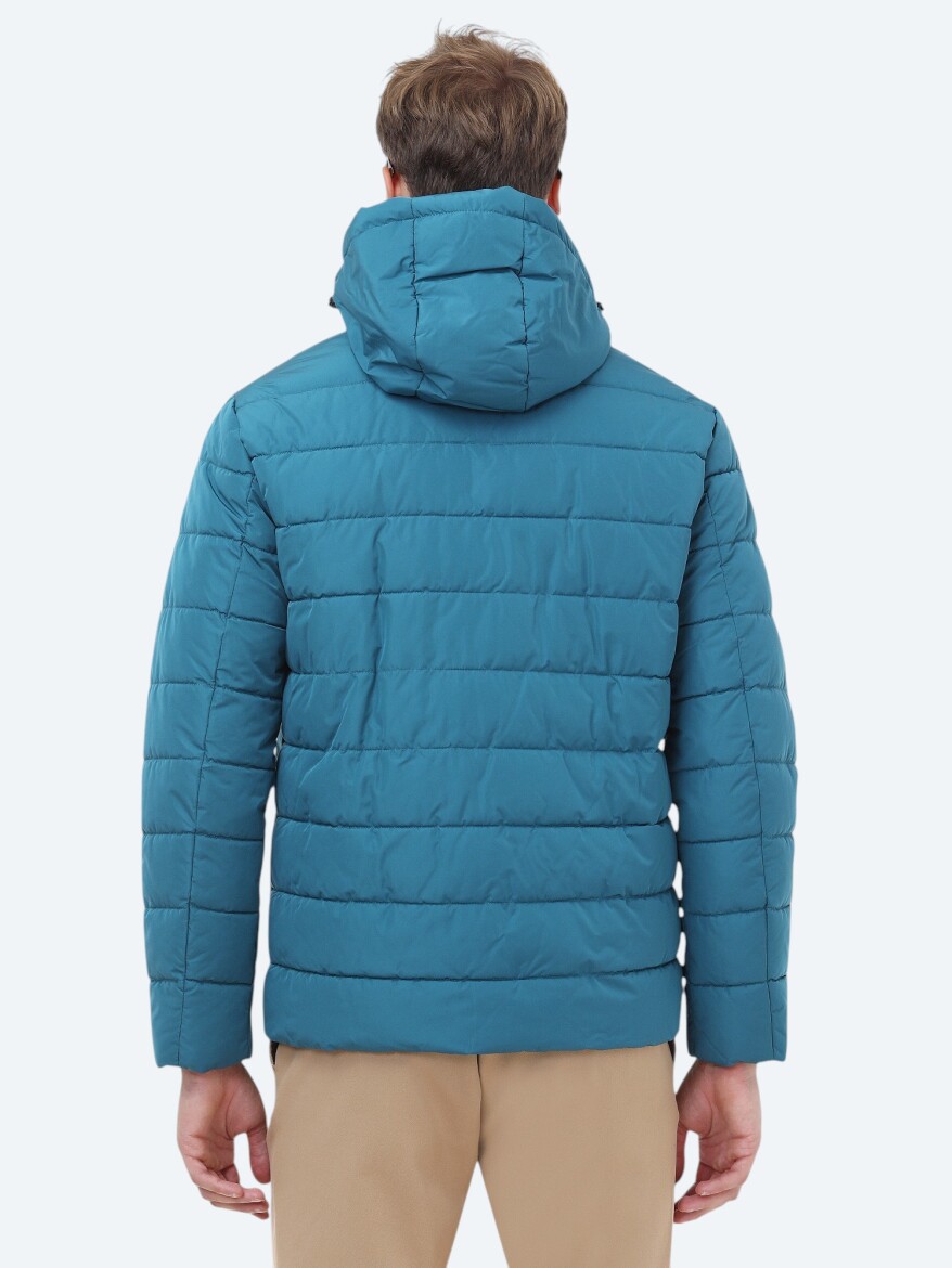 Petrol Regular Fit Kapüşonlu Casual Dokuma Mont - 6
