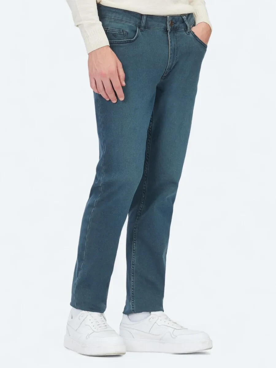 Petrol Slim Fit Denim Pamuk Karışımlı Pantolon - 3
