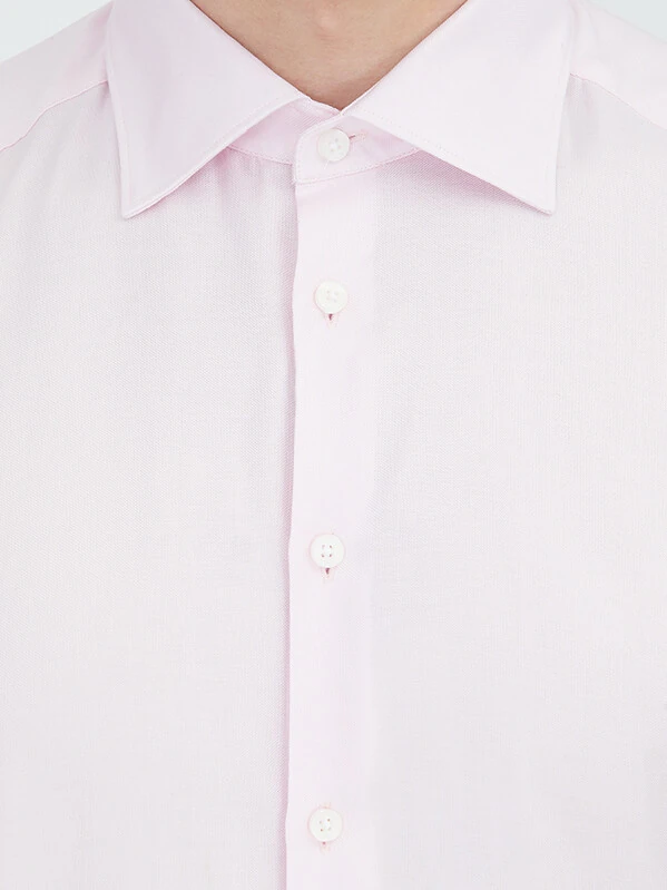 Pink Micro Regular Fit Weaving Classical 100% Cotton Shirt - 4