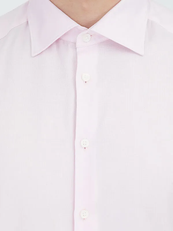 Pink Micro Regular Fit Weaving Classical 100% Cotton Shirt - 4