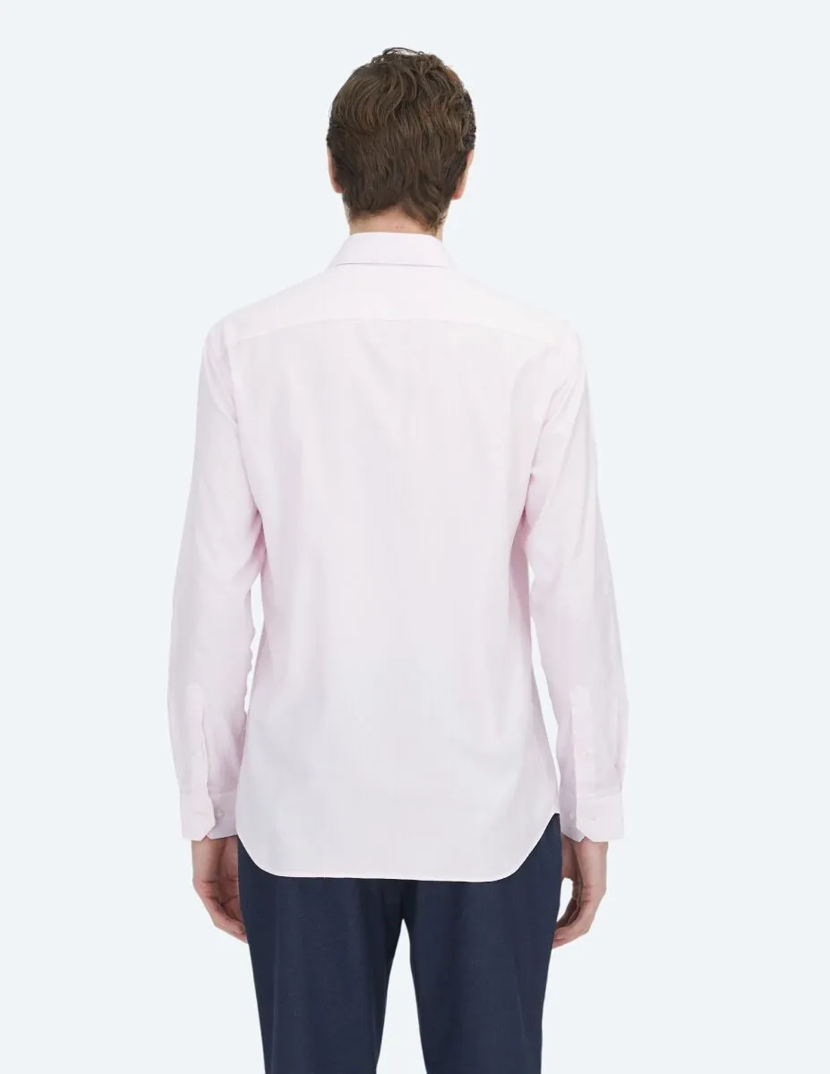 Pink Micro Regular Fit Weaving Classical 100% Cotton Shirt - 5