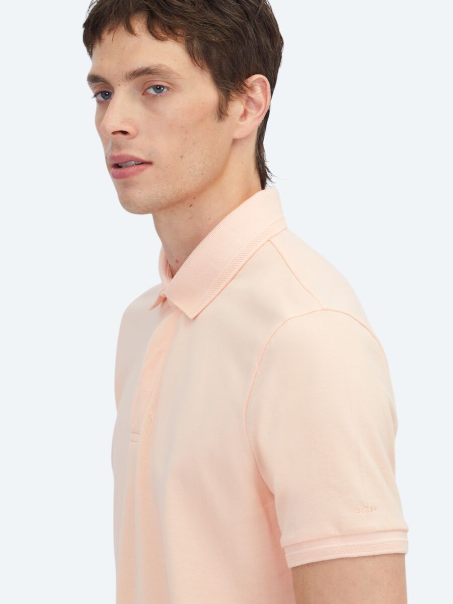 Pink Plain Polo Neck 100% Cotton T-Shirt - 3