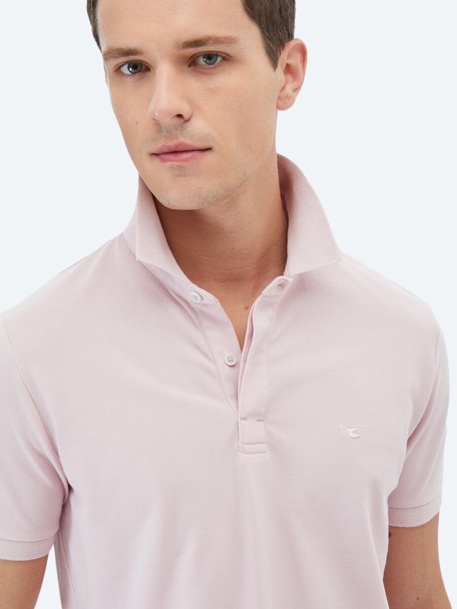 Pink Polo Neck 100% Cotton T-Shirt - 5