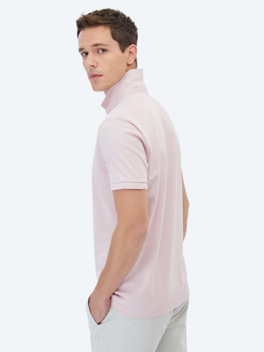 Pink Polo Neck 100% Cotton T-Shirt - 7
